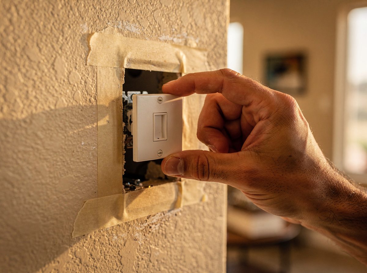 Hand setting a decora switch plate onto the wall